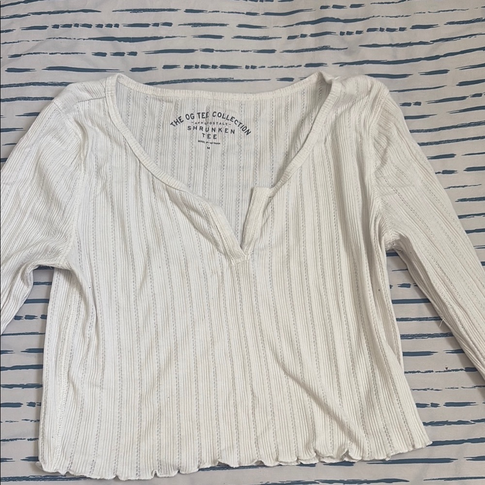 Aeropostale White Ribbed Blouse